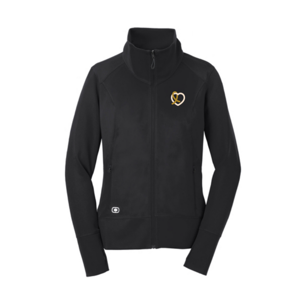 Ladies Luxury Full Zip Embroidered Logo Heart Jacket Black