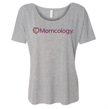*NEW Momcology Heart Logo with Glitter Gold Ribbon - Grey