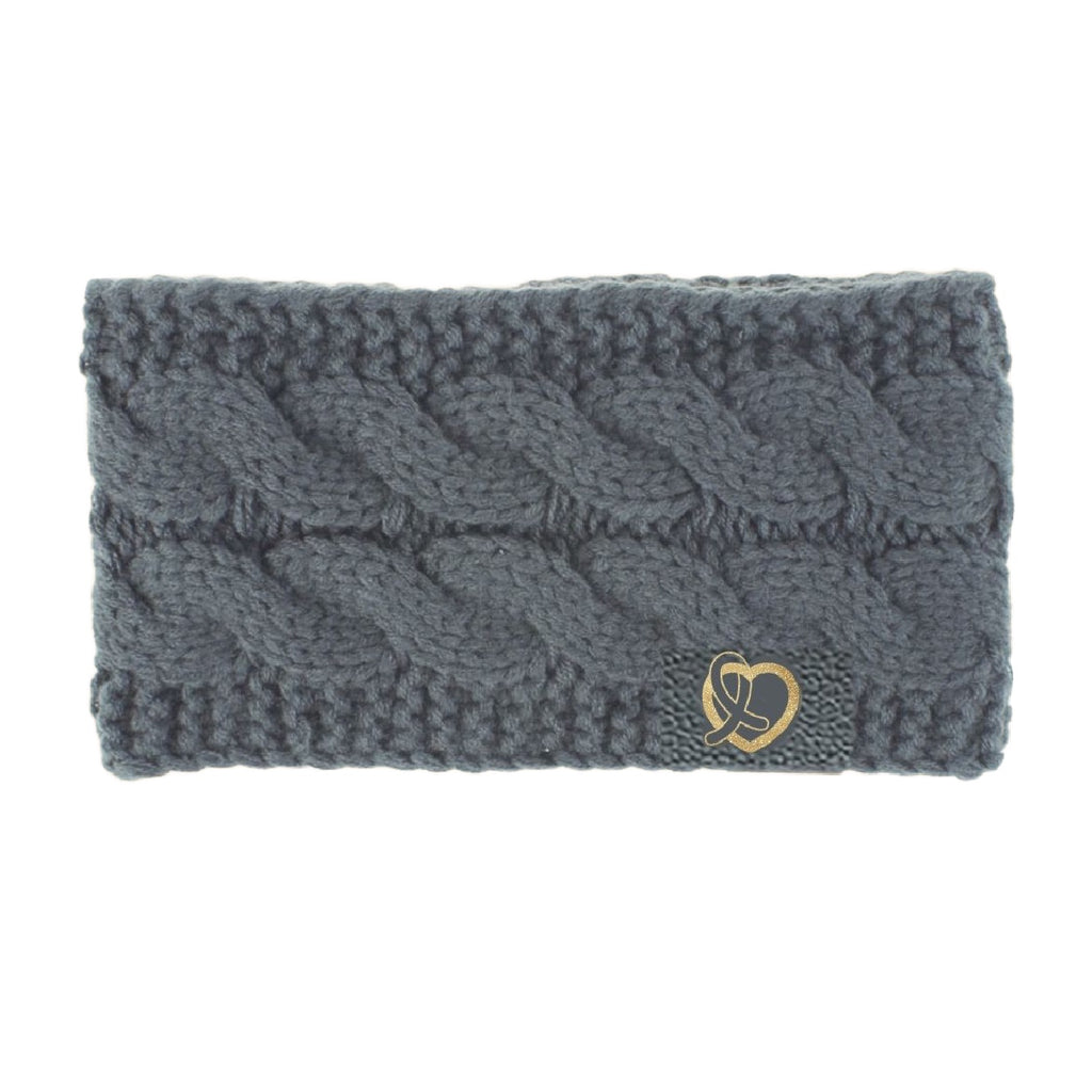 Faux Fur Lined Cozy Knit Logo Headband